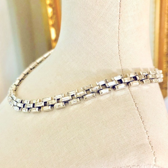 Vintage Rare CROWN TRIFARI Baguette Rhinestone Necklace - Picture 7 of 17